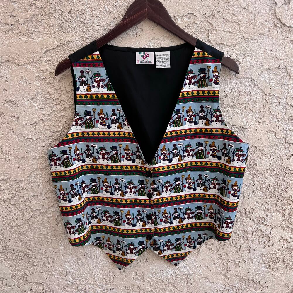 Vintage Nutcracker Christmas Vest Festive Holiday Print Size L